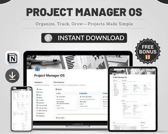 Notion Project Manager OS Dashboard, Business Workflow Template, CRM Clients Projects Tasks Finance Tracker, Agency Planner Digital Download
