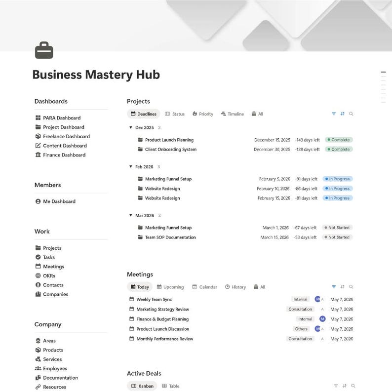 Business Mastery OS Notion Template, CRM Finance Project Manager ...