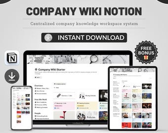 Firmen-Wiki Notion Vorlage für Teams, Business Wissensbasis, SOP-Dokumentationssystem, Mitarbeiter-Handbook-Hub, Start-up Workspace