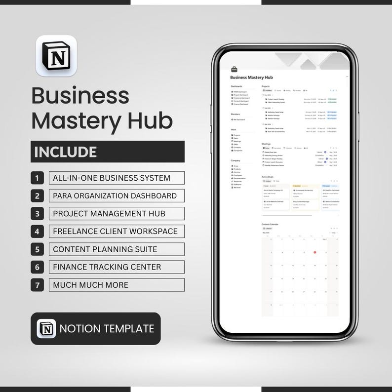 Business Mastery OS Notion Template, CRM Finance Project Manager ...