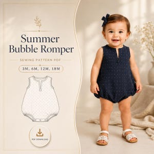 Baby Bubble Romper Sewing Pattern PDF, Sleeveless Baby Playsuit Pattern, Infant Bubble Romper Tutorial, Summer Toddler Outfit