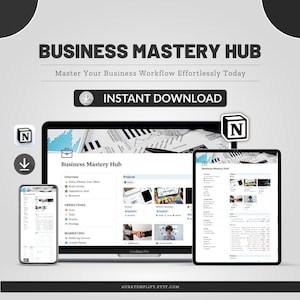 Modelo de Hub de Domínio Empresarial para Notion | Negócio Completo | Download Digital Imediato