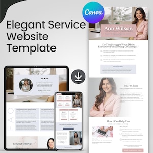 Canva Website Template for Coaches & VAs Feminine Service Website Design Sales Page Template Membership Landing Page Online Course Site