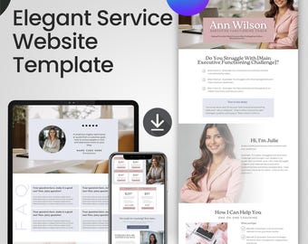 Plantilla web de Canva para coaches y asistentes virtuales Diseño web de servicios femeninos Plantilla de página de ventas Página de destino de membresía Sitio de curso en línea