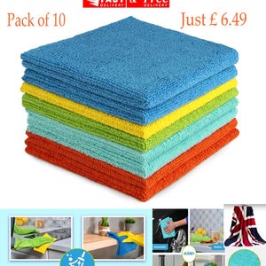Lot de 10 chiffons en microfibre, chiffon pour chiffons de nettoyage réutilisables