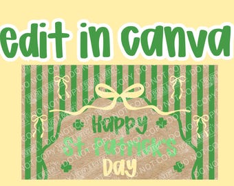 St Patricks Day Banner Template | Editable Canva Banner | 35x60 | Lucky Theme | Digital Download