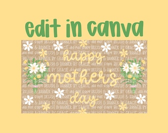 Mother's Day Banner Template | Editable Canva Banner | 35x60 | Floral Theme | Digital Download