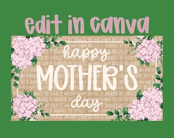 Mother's Day  Banner Template | Editable Canva Banner | 35x60 | Floral Theme | Digital Download