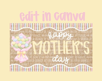 Mother's Day  Banner Template | Editable Canva Banner | 35x60 | Bouquet Theme | Digital Download