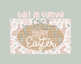 Plantilla de pancarta de Pascua / Diseño editable en Canva (descarga digital)