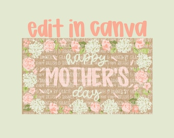 Mother's Day Banner Template | Editable Canva Banner | 35x60 | Floral Theme | Digital Download