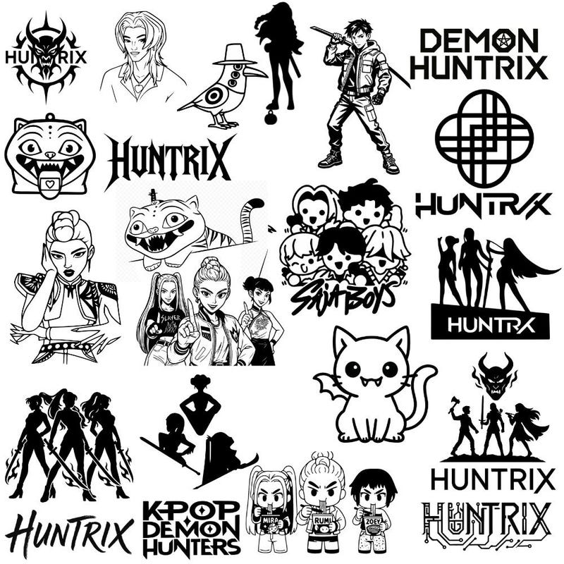 kpop-demon-hunters-black-and-white-clipart-etsy