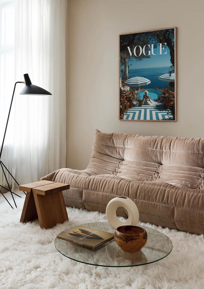 Vogue Mediterranean Poolside Poster | Retro Seaside Resort Wall Art | Coastal Chic Home Decor | Luxury Summer Print