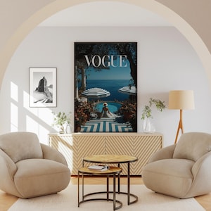 Vogue Mediterranean Poolside Poster | Retro Seaside Resort Wall Art | Coastal Chic Home Decor | Luxury Summer Print