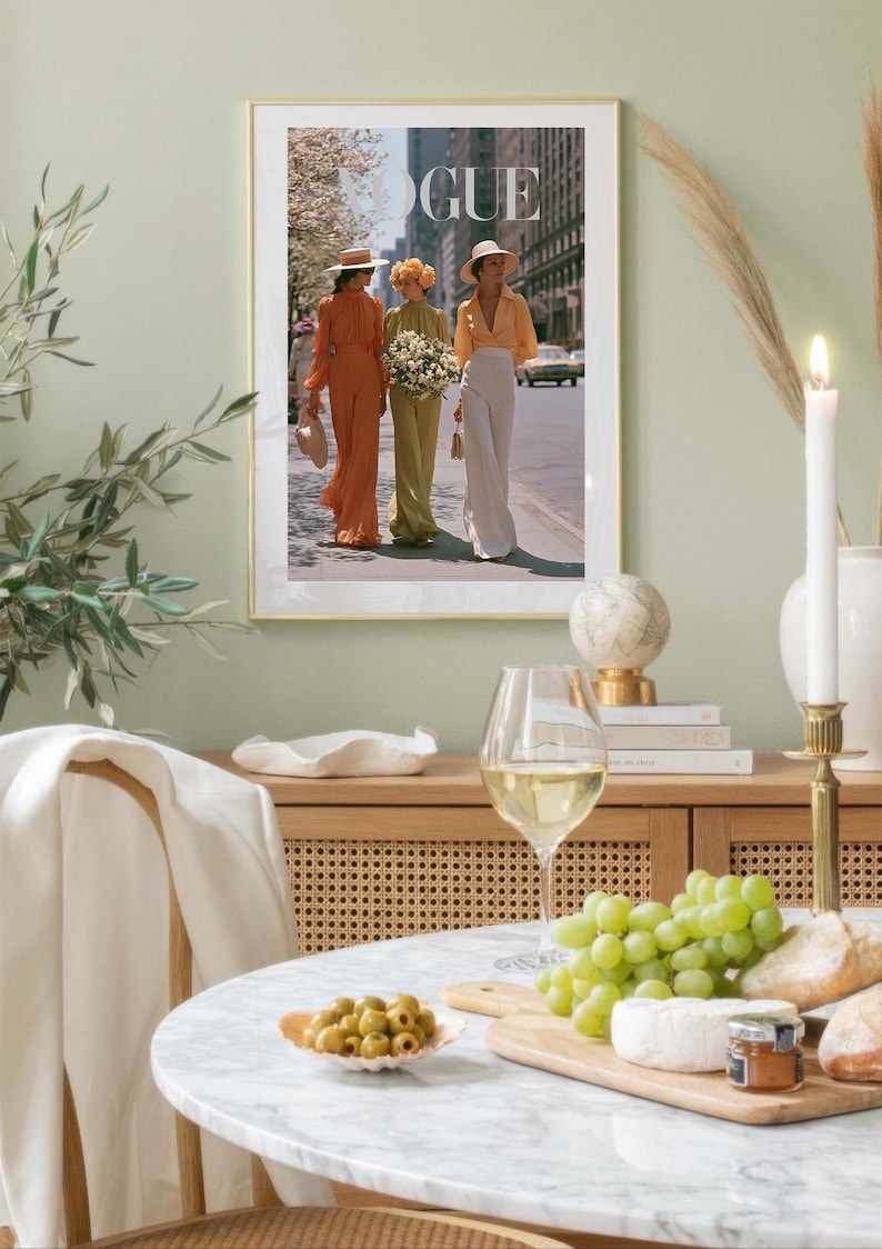 Vintage Fashion Poster,1970s Street Style Print,NYC Editorial Fashion Decor,Old Money Aesthetic