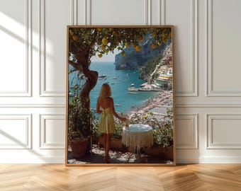 Positano Lemon Print | Vintage Amalfi Coast Travel Art (Digital File)