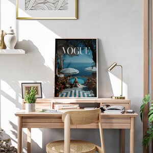Vogue Mediterranean Poolside Poster | Retro Seaside Resort Wall Art | Coastal Chic Home Decor | Luxury Summer Print