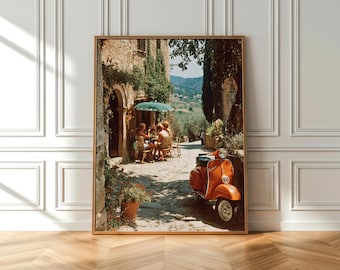 Vintage Italian Vespa Poster | Retro Scooter Wall Art (Digital File)