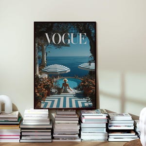 Vogue Mediterranean Poolside Poster | Retro Seaside Resort Wall Art | Coastal Chic Home Decor | Luxury Summer Print