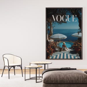 Vogue Mediterranean Poolside Poster | Retro Seaside Resort Wall Art | Coastal Chic Home Decor | Luxury Summer Print
