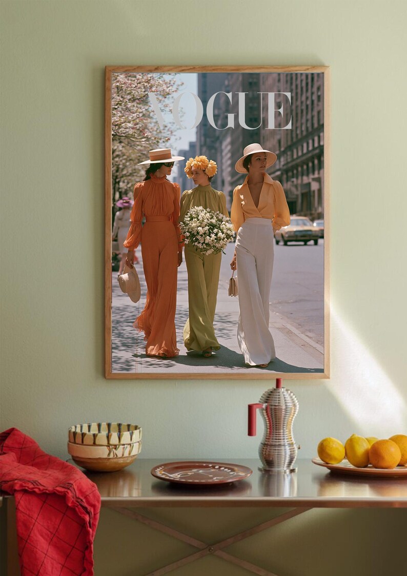 Vintage Fashion Poster,1970s Street Style Print,NYC Editorial Fashion Decor,Old Money Aesthetic