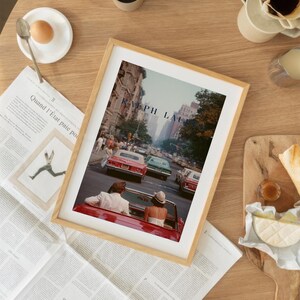 Vintage Ralph Lauren Style Poster, Old Money Wall Art, New York City Print, Luxury Decor, Red Convertible Car Art