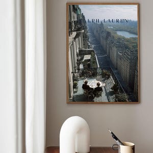 New York Balcony Poster, Fifth Avenue Penthouse Wall Art, Central Park View Print, Old Money NYC Decor, Luxury Al Fresco Dining Art