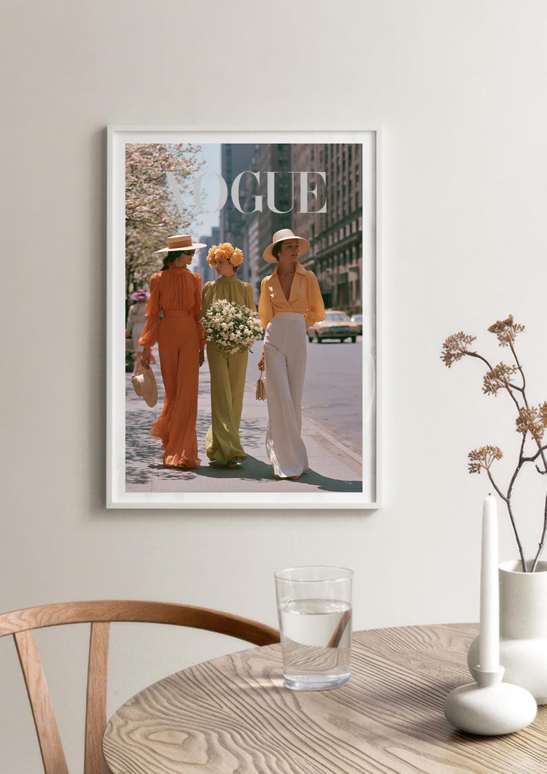 Vintage Fashion Poster,1970s Street Style Print,NYC Editorial Fashion Decor,Old Money Aesthetic