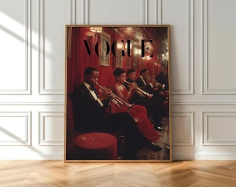 Mid-Century Jazz Club Poster, Vintage Trumpet Players, Retro Lounge Wall Art (Digital File)