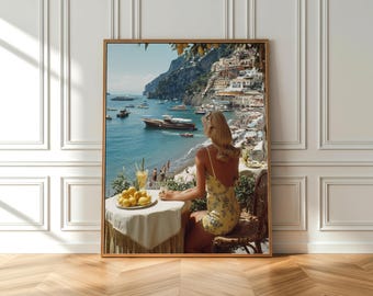 Positano Amalfi Coast Print, Mediterranean Lemon Tree Italian Coastal Decor (Digital Download)