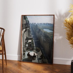 New York Balcony Poster, Fifth Avenue Penthouse Wall Art, Central Park View Print, Old Money NYC Decor, Luxury Al Fresco Dining Art
