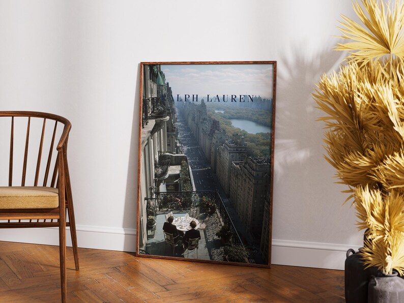 New York Balcony Poster, Fifth Avenue Penthouse Wall Art, Central Park View Print, Old Money NYC Decor, Luxury Al Fresco Dining Art