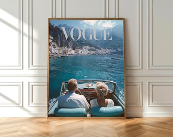 Vintage Positano Boat Print, Mediterranean Luxury Travel Art, Coastal Wall Decor (Digital File)