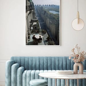 New York Balcony Poster, Fifth Avenue Penthouse Wall Art, Central Park View Print, Old Money NYC Decor, Luxury Al Fresco Dining Art