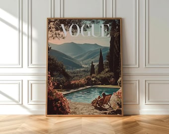 Italiaanse serene landschapsposter in retrostijl | Vintage reiskunst aan de muur | Retrodecor, zomerprint