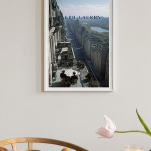 New York Balcony Poster, Fifth Avenue Penthouse Wall Art, Central Park View Print, Old Money NYC Decor, Luxury Al Fresco Dining Art
