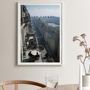 New York Balcony Poster, Fifth Avenue Penthouse Wall Art, Central Park View Print, Old Money NYC Decor, Luxury Al Fresco Dining Art
