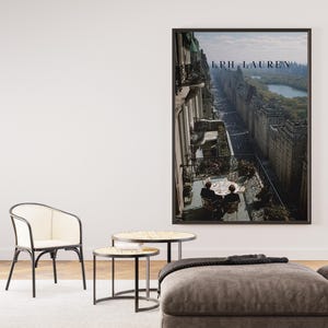 New York Balcony Poster, Fifth Avenue Penthouse Wall Art, Central Park View Print, Old Money NYC Decor, Luxury Al Fresco Dining Art