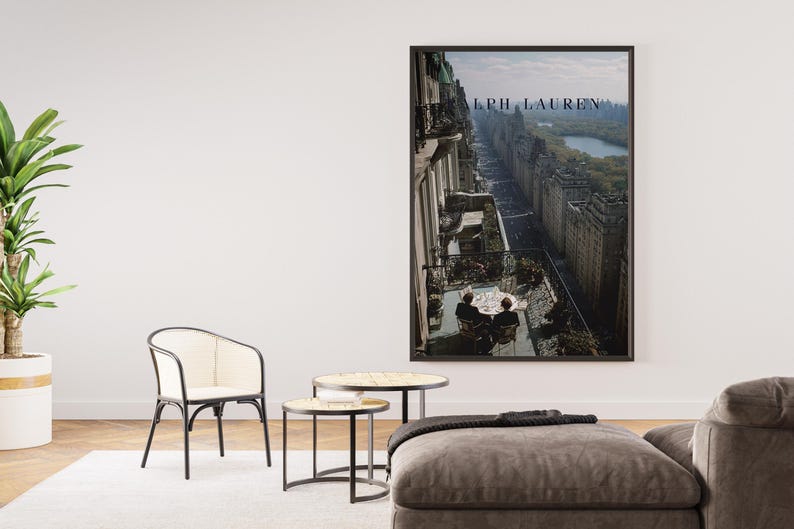 New York Balcony Poster, Fifth Avenue Penthouse Wall Art, Central Park View Print, Old Money NYC Decor, Luxury Al Fresco Dining Art