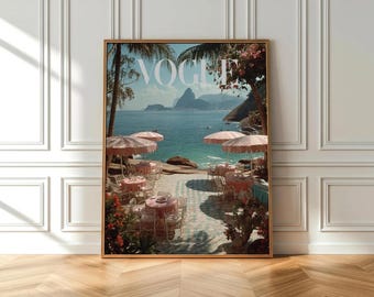 Coastal Vintage Beach Poster, Nostalgic Summer Ocean Vibes Print