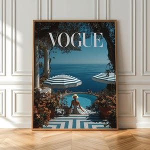 Vogue Mediterranean Poolside Poster | Retro Seaside Resort Wall Art | Coastal Chic Home Decor | Luxury Summer Print