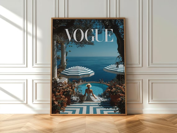 Retro Mediterranean Poolside Poster | Seaside Resort Wall Art | Coastal Chic Decor