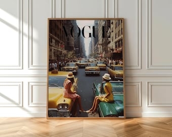 Vintage NYC Poster, Retro Fashion Manhattan Wall Art, Old Money Print, Iconic New York Cityscape