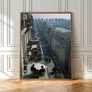 New York Balcony Poster, Fifth Avenue Penthouse Wall Art, Central Park View Print, Old Money NYC Decor, Luxury Al Fresco Dining Art