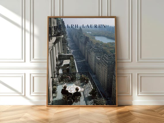 Vintage NYC Balcony Poster, Old Money Decor, Central Park View Print, Ralph Lauren print