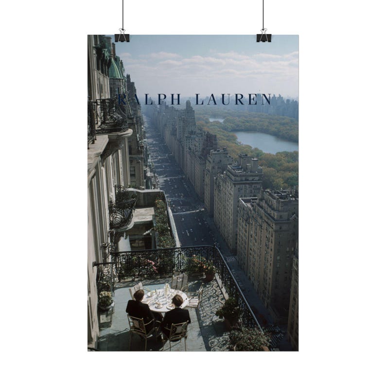 New York Balcony Poster, Fifth Avenue Penthouse Wall Art, Central Park View Print, Old Money NYC Decor, Luxury Al Fresco Dining Art