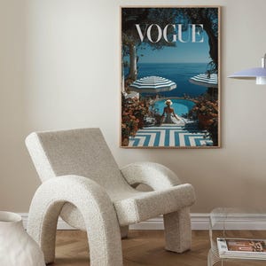 Vogue Mediterranean Poolside Poster | Retro Seaside Resort Wall Art | Coastal Chic Home Decor | Luxury Summer Print