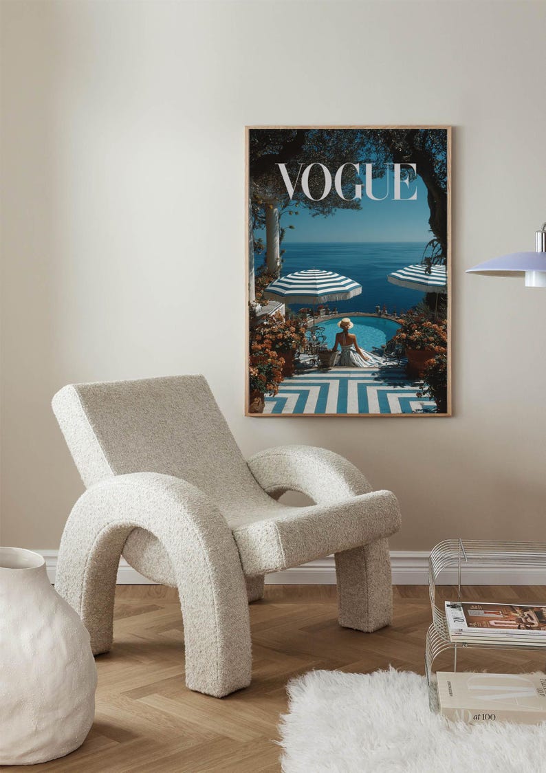 Vogue Mediterranean Poolside Poster | Retro Seaside Resort Wall Art | Coastal Chic Home Decor | Luxury Summer Print