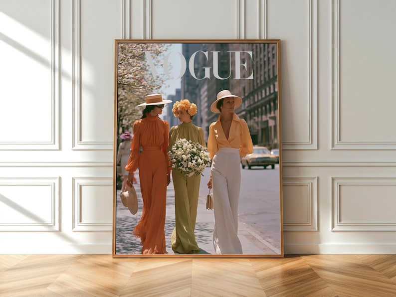 Vintage Fashion Poster,1970s Street Style Print,NYC Editorial Fashion Decor,Old Money Aesthetic