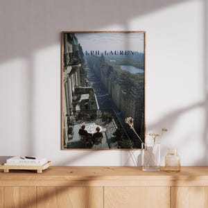 New York Balcony Poster, Fifth Avenue Penthouse Wall Art, Central Park View Print, Old Money NYC Decor, Luxury Al Fresco Dining Art